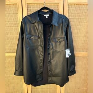 Time and Tru Faux Leather Button Down Shacket